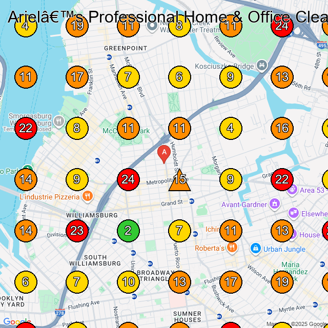 Ariel's Professional Home & Office Cleaning LLC House Cleaning Service GeoGrid ranking map for None